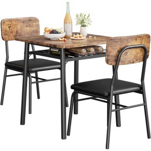 3-Piece Dining Table Set for 2, Wood Kitchen Table with Storage Rack, Upholstered Chairs of 2, Dining Room Set for Small Space, Apartment - 1 of 4