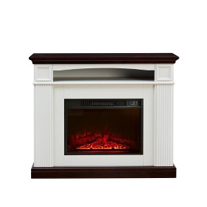 NAYSAYE Indoor Fireplace with Mantel Shelf Farmhouse Style Freestanding Decor for Living Room Bedroom, Cherry and White, 43.5"*13.7"*36.6" - 1 of 4