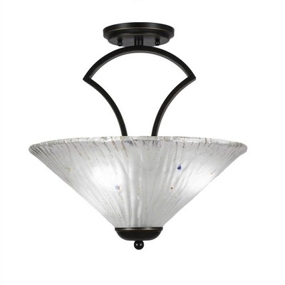 Toltec Lighting Zilo 3 - Light Flush Mount in  Dark Granite with 16" Frosted Crystal Shade