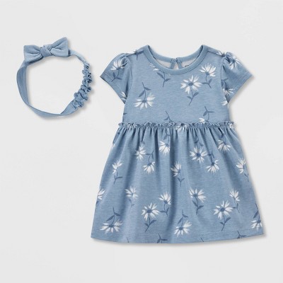 Image of Carter's Just One You® Baby Girls' 2pc Floral Dress - Blue 3M