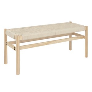 Storied Home Fernway Solid Wood and Woven Rope Entryway Bench - 1 of 4