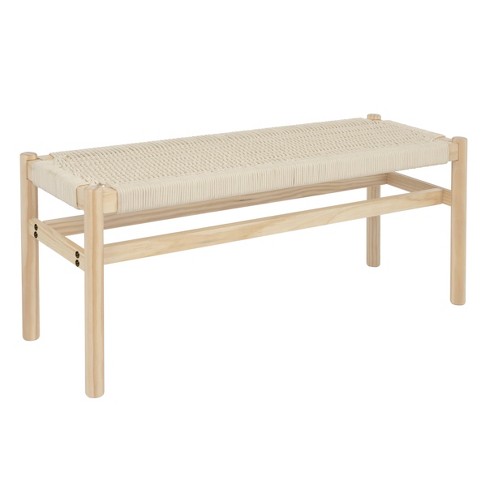 Storied Home Fernway Solid Wood and Woven Rope Entryway Bench - image 1 of 4