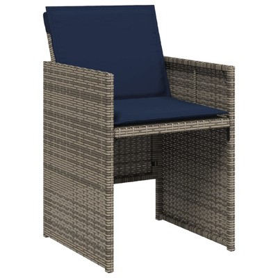 vidaXL Patio Chairs with Cushions 4 pcs Gray Poly Rattan