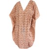 LA LEELA Women's House Daily Routine Evening Wear Vacation Casual Dailywear Holiday Loose House Dress Caftan Mini Loungewear Tunics 2X-3X Beige, Solid - 4 of 4