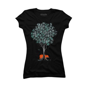 Junior's Design By Humans Wild Bear Scratching Tree By radiomode T-Shirt - 1 of 2
