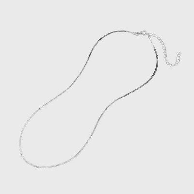 Sterling Silver Herringbone Chain Necklace - A New Day&#8482; Silver