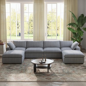 WJShome 6-Piece Cloud Modular Sectional Sofa,160.6"Down Filled Couch for Living Room,Sofa Cover Washable & Removable - 1 of 4