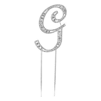 O'creme Silver Rhinestone 'letter G' Cake Topper : Target