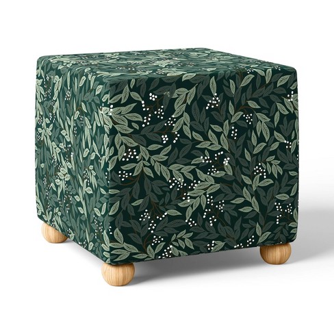 Rifle Paper Co. X Target Ottoman Willowberry Linen Upholstered Pine Frame Botanical Print No Assembly Required Target