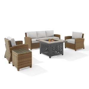 Bradenton 5pc Outdoor Wicker Conversation Set with Fire Table -  Crosley
 - 1 of 4