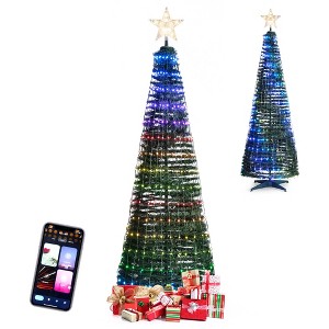 Costway 6.2 FT Pop-up Lighted Christmas Tree Pre-Lit Xmas Tree W/282 RGB LED Lights - 1 of 4