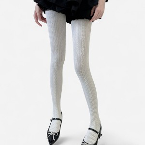 Anna-Kaci Women's Cable Knit Patterned Opaque Tights with Soft Stretch Fabric and Elastic Waistband - 1 of 4