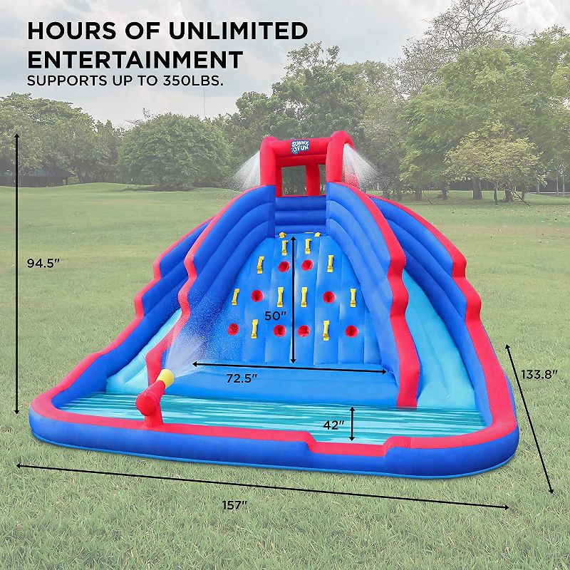 Sunny & Fun Inflatable Kids Backyard Double Water Slide Park, 2 of 8