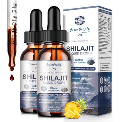 GreenPeople 500mg Shilajit Liquid Drops Supplement for Men & Women,  Support Energy & Immune, 2 Fl Oz (Pineapple)