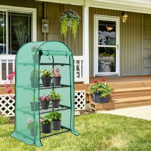 EAGLE PEAK 4 Tier Greenhouse, 31.5"x17.7"x63.0", Green PE Cover - 1 of 4