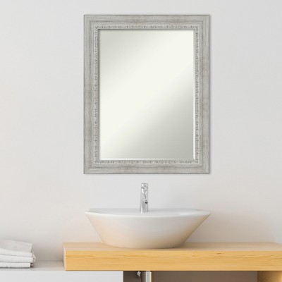 Rustic White Wash Wood Bathroom Vanity Mirror 35 x 30 in.