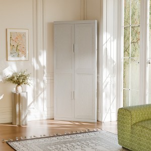 Wooakway Tall Wood Storage Cabinet Pantry Organizer with 4 Adjustable Shelves Doors Decorative Storage Cabinet Natural Wood/Black/Light Walnut/White - 1 of 4