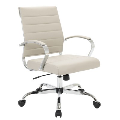 LeisureMod Benmar Mid-Back Office Conference Chair Upholstered in Leather with Swivel and Tilt