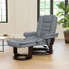 Flash Furniture Bali Contemporary Multi-Position Recliner with Horizontal Stitching and Ottoman with Swivel Mahogany Wood Base in Gray LeatherSoft - 2 of 4