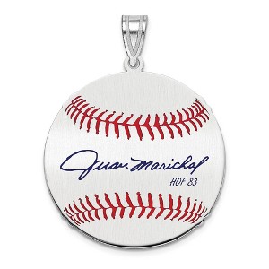 Black Bow Jewelry Sterling Silver Juan Marichal Signature MD Enamel Baseball Pendant - 1 of 4