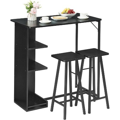 DobleePy 3-Piece Bar Table and Stools Set for 2, Counter Height with Storage Shelves, Space-Saving Kitchen, Apartment & Breakfast Nook Furniture