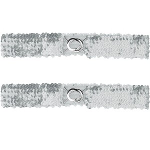 INSPIRE CHIC Women's Skinny Elastic Sequins Decor Stretchy Waist Belts for Dresses 2 Pcs 25.19" - 1 of 4