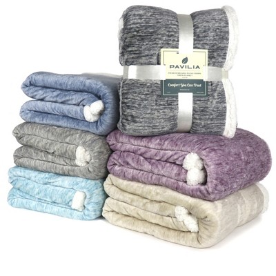 Charcoal Gray Reversible Sherpa Fleece Throw Blanket 50" x 60"