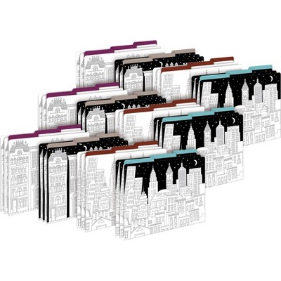 Barker Creek 36pk Color Me! Cityscapes Letter Size File Folders Design Set