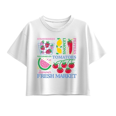 Girls' - Instant Message - Summer Fresh Market Short Sleeve Boxy Graphic T-Shirt