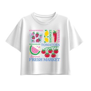 Girls' - Instant Message - Summer Fresh Market Short Sleeve Boxy Graphic T-Shirt - 1 of 2