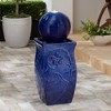 Periwinkle 29 1/4" High Large Zen Outdoor Decor Blue Ceramic Floor Fountain with Light LED Standing Outside Garden Patio Yard - 2 of 4