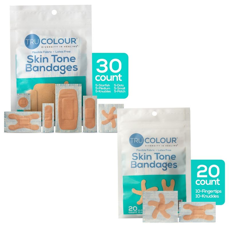 Tru-Colour Skin Tone Shade Adhesive Bandage Assorted Shapes, Beige, 4 of 9