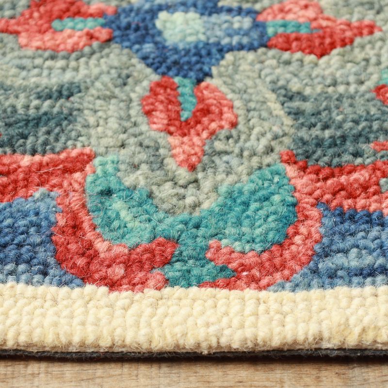 Geometric Floral Eclectic Durable Modern Colorful Bohemian Vintage Transitional Hand-Tufted Wool Indoor Area Rug or Runner by Blue Nile Mills, 6 of 7