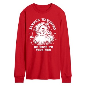 Men's - Instant Message - Santas Watching Be Nice To Mom Long Sleeve Graphic T-Shirt - 1 of 3