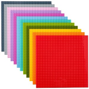 Strictly Briks Classic Stackable Baseplates, For Building Bricks, Bases for Tables, Mats, Vibrant Colors, 12 Pack, 10x10 Inches - 1 of 4