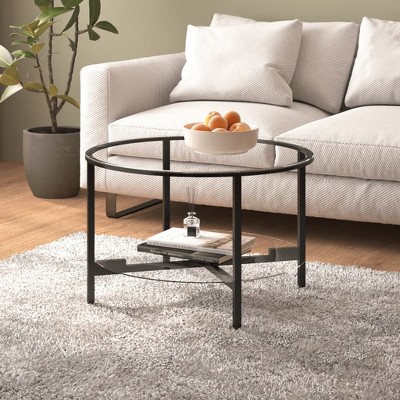 vidaXL Tea Table Black and Transparent 27.6 in. Tempered Glass