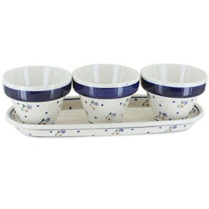 Blue Rose Polish Pottery 928-659 Zaklady Flower Pots with Tray - 1 of 2