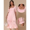 INSPIRE CHIC Women's Summer Short Puff Sleeve Smocked Floral Textured Square Neck Tiered Midi Dress - 2 of 4