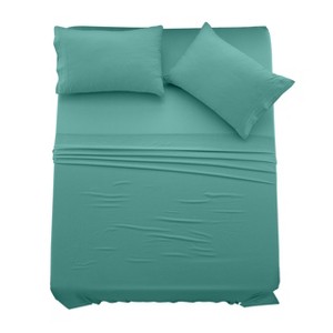 6 Piece Bed Sheet Set Ultra Soft Brushed Microfiber Solid Sheets with Pillow Cases - Lux Decor Collection - 1 of 4