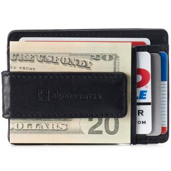Alpine Swiss Harper Mens RFID Slim Money Clip Front Pocket Wallet Minimalist Leather ID Card Holder