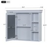 35'' x 28'' Blue Wall Mounted Bathroom Storage Cabinet with Mirror Door, Modern Bathroom Wall Cabinet with Mirror - 2 of 4