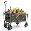 VisioGear Outdoor Serving Carts, Portable Folding Beach Wagons with Wheels, Outdoor Serving Carts for Garden, Brown, 33.5"*22.5"*40" - 3 of 4