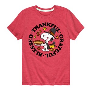 Boys' - Peanuts - Thankful, Grateful, Blessed Short Sleeve Graphic T-Shirt - 1 of 4