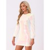 INSPIRE CHIC Women's Sequin Lantern Long Sleeve Sparkle Bodycon Party Club Mini Dress - 4 of 4
