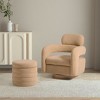 WestinTrends Alexandria Mid-Century Modern Faux Shearling Swivel Barrel Accent Chair With Storage Ottoman - 2 of 4