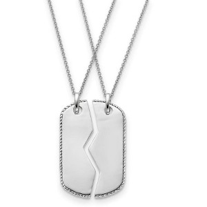 Black Bow Jewelry Rhodium Plated Sterling Silver Military Mizpah Dog Tag for 2 Necklace - 1 of 4