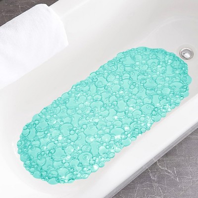 Home Mart Goods Teal Bubbles Vinyl Non-Slip Bathtub Shower Mat With Suction Cups -26" x14"