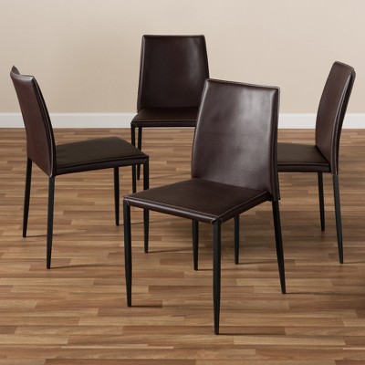 Pascha Brown Faux Leather Upholstered Dining Chairs, Set of 4