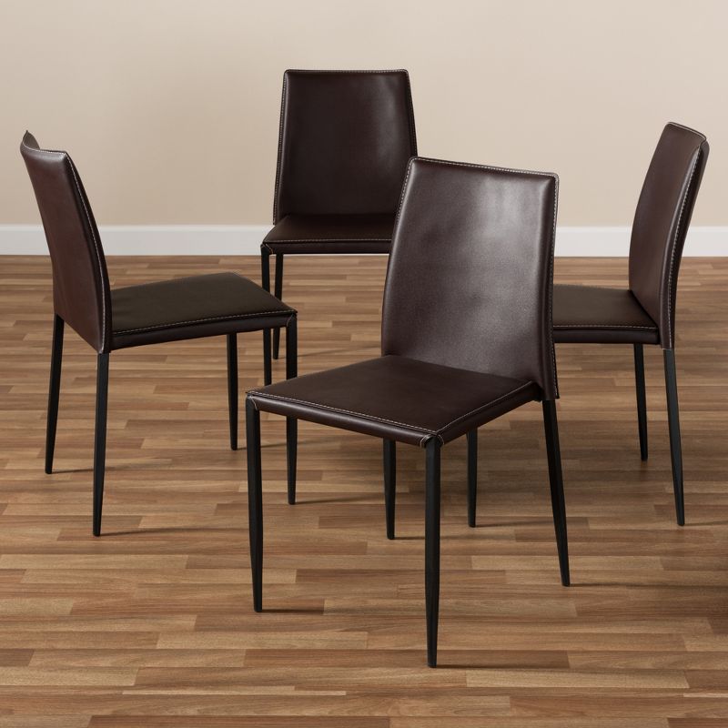 Set of 4 Pascha Modern and Contemporary Faux Leather Upholstered Dining Chairs - Baxton Studio, 5 of 7