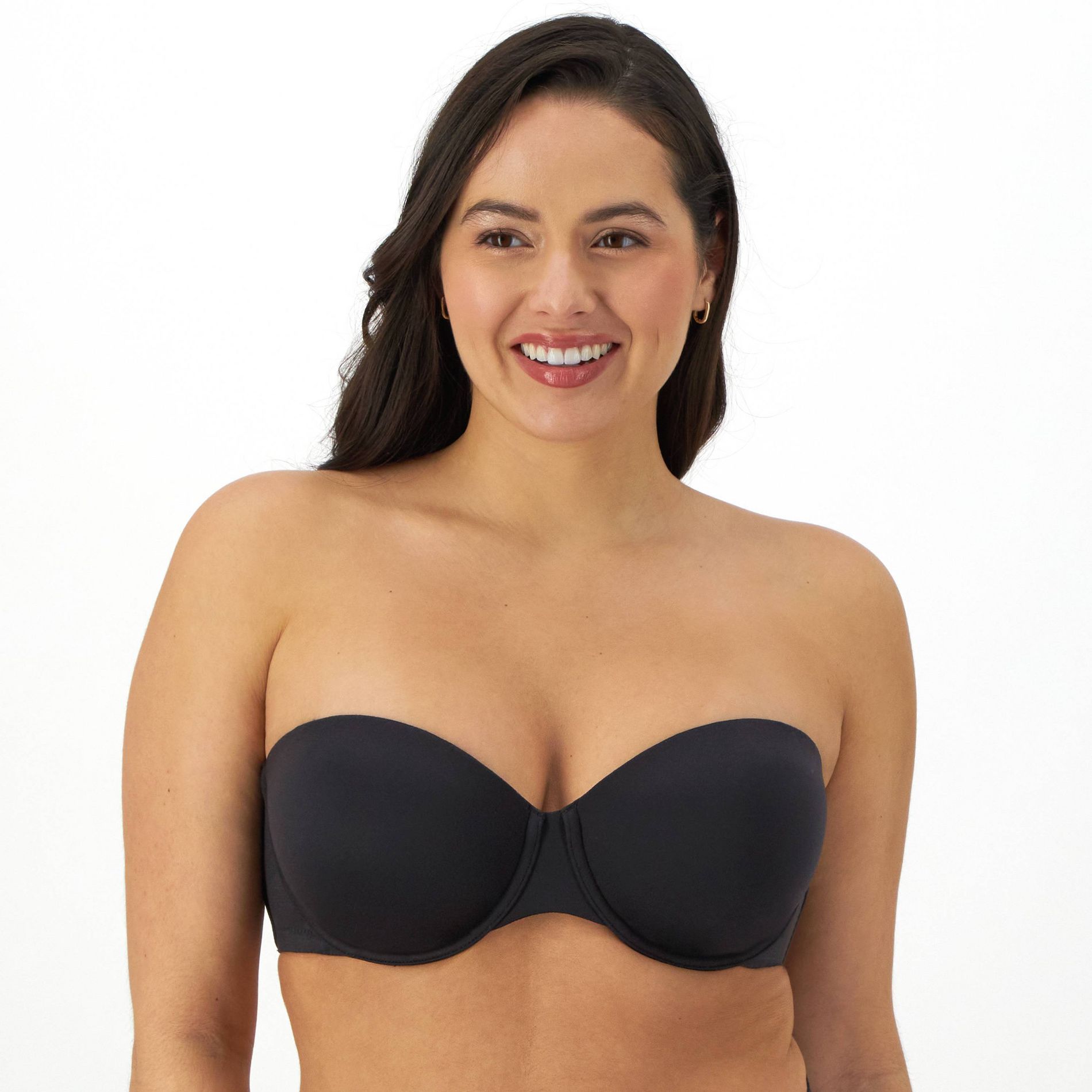 Bali Women's Full Coverage Underwire Multiway Strapless Bra - Black 42DD: Removable Straps, Plus Size, Knit Fabric